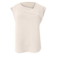 thumbnail image 4 of Womens Tops Dressy Casual Cap Sleeve Asymmetrical V Neck Work Shirts Blouses, 4 of 5