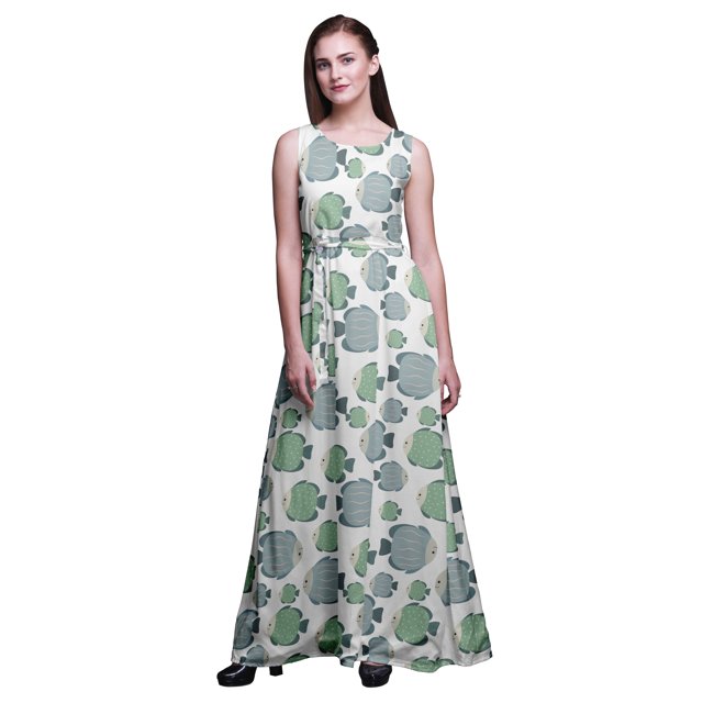 Bimba Robe Longue Débardeur Maxi pour Femmes, Col Rond, Imprimée, Robe de Soirée - XX-Grand