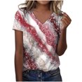 thumbnail image 1 of Birdeem Mode Femme Blouse T-Shirt à Col en V à Manches Courtes Été Imprimé Hauts Amples, 1 of 8