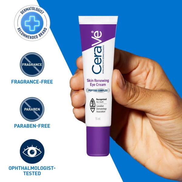 CeraVe Crème Contour des Yeux Rénovatrice, Crème Anti-Âge avec Caféine, Peptides et Céramides, 15 ml