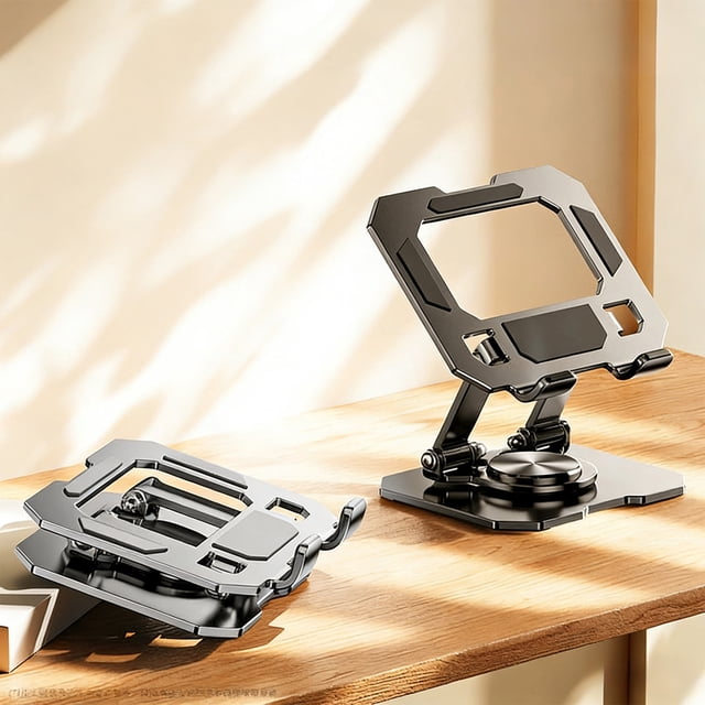 pstuiky Rotating Tablet Stand 360° Adjustable & Foldable Aluminum Alloy Holder for Phones & Tablets Up to 12.9" Desktop & Travel Use Secure Anti-Slip Base Portable Work & Viewing Stand