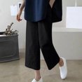 thumbnail image 2 of VEKDONE Pantalons Capri en Coton et Lin pour Femmes Noir TG, 2 of 3