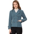 thumbnail image 1 of INSPIRE CHIC Caban à Revers Cranté à Double Boutonnage pour Femme Gris Bleu G, 1 of 6