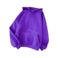 thumbnail image 1 of MAWCLOS Chandail pour Femmes en Molleton à Capuche, Hauts à Manches Longues, Chandails à Capuche Confortables pour Usage Quotidien, Chandail Uni à Enfiler, Violet Foncé 2TG, 1 of 2