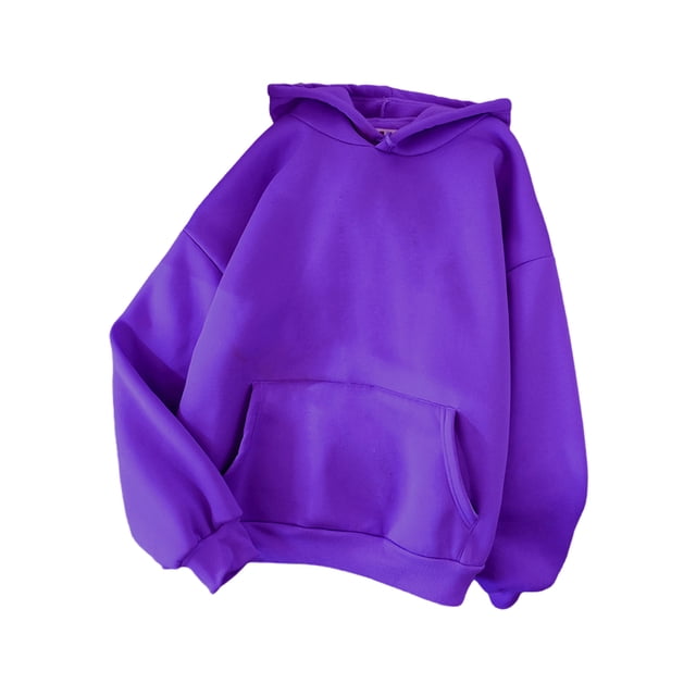 MAWCLOS Chandail pour Femmes en Molleton à Capuche, Hauts à Manches Longues, Chandails à Capuche Confortables pour Usage Quotidien, Chandail Uni à Enfiler, Violet Foncé 2TG