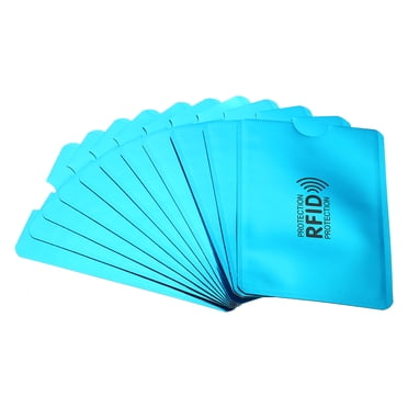 Uxcell RFID Blocking Sleeves Identity Theft Prevention Credit Cards Secure Protector Holders Sleeves Blue 12 Pack