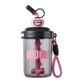 thumbnail image 2 of EGNMCR Cups Stirring Cup Student White Collar Coffee Protein Powder Plastic Water Cup Cute Handheld Large Capacity Straw Cup Capacity 580ml Mixing cup, 2 of 4