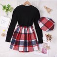 thumbnail image 4 of PMVFHDE Ensembles pour Bébés Filles Enfants Filles Hiver Manches Longues Carreaux Rouges Hauts Côtelés Jupe Chapeau Ensemble 3 Pcs Vêtements Ensemble Tenues pour Filles Rouge,7-8 Ans, 4 of 9