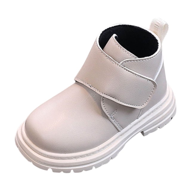 Bottes d'Hiver pour Enfants Couleur Unie en Cuir Court Style Britannique