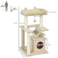 thumbnail image 3 of PawHut Cat Tree Tower Multi-Level Kitten House with Scratching Post, Beige, 3 of 10