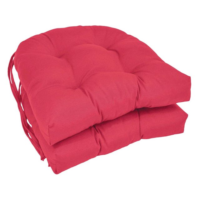 16-inch Solid Twill U-shaped Tufted Chair Cushions (Set of 2)
