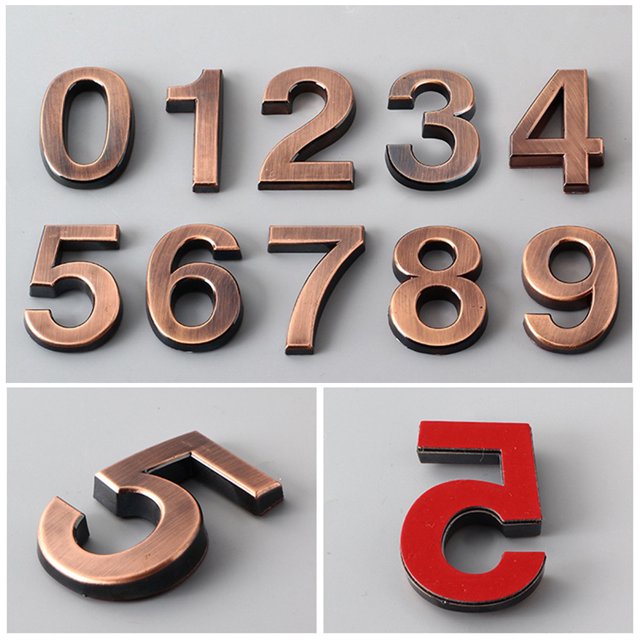 Trayknick 0-9 Modern House Door Plaque Address Arabic Number Digit Plate Sign Decoration Style 2