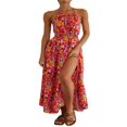 thumbnail image 3 of Robe Longue d'Été pour Femme à Imprimé Floral à Bretelles Spaghetti Robe de Vacances, 3 of 9