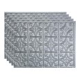 thumbnail image 2 of FASÃ„DE Traditional Style/Pattern 1 Decorative Vinyl 18in x 24in Backsplash Panel in Argent Silver (5 Pack), 2 of 15