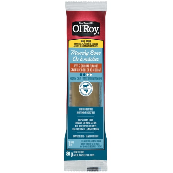 Ol' Roy Beef & Cheddar Flavour Munchy Bone Chew for Dogs, 80 g