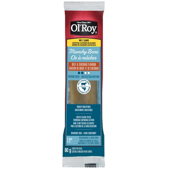 Gâterie à mâcher pour chiens Os à mâcher saveur de bœuf et de cheddar Ol’ Roy, 80 g