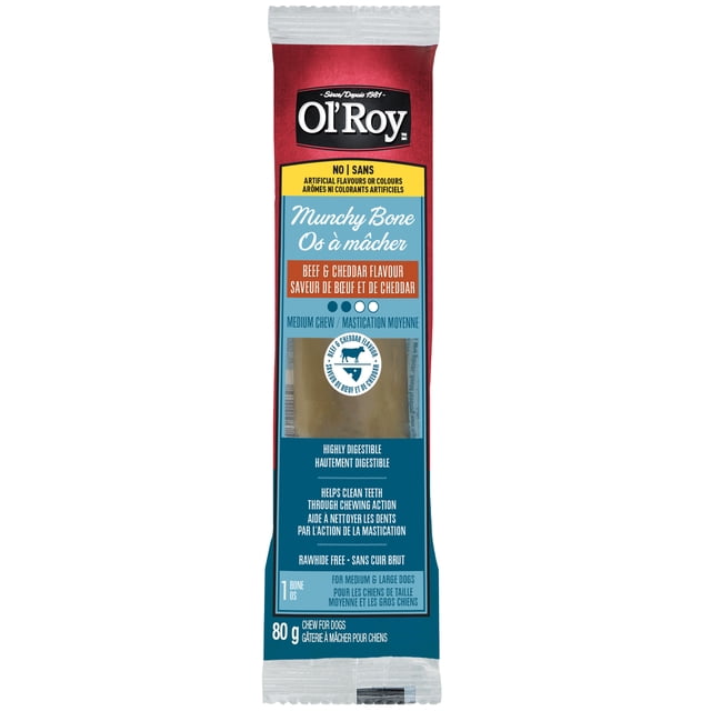Ol' Roy Beef & Cheddar Flavour Munchy Bone Chew for Dogs, 80 g