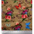 thumbnail image 1 of Soimoi Feuilles de Satin Modal & Tissu Imprimé Floral Pivoine 1 Yard 42 Inch Wide, 1 of 3