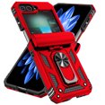 thumbnail image 2 of for Samsung Galaxy Z Flip 6 Rugged Phone Case Cover, Kickstand TPU Bumper Drop Proof Durable Military Grade Protective Case Cover for Samsung Galaxy Z Flip 6, Red, 2 of 11