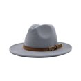 thumbnail image 1 of Transemion Fedoras Hat Decorative Cap Comfortable Solid Color Winter Headwear Caps Gray 58-61cm, 1 of 6