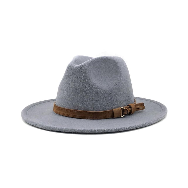 Transemion Fedoras Hat Decorative Cap Comfortable Solid Color Winter Headwear Caps Gray 58-61cm