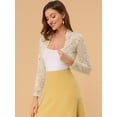 thumbnail image 2 of INSPIRE CHIC Cardigan Court Ouvert à l'Avant à Manches Longues en Dentelle Florale Transparente pour Femme, 2 of 6