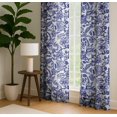 thumbnail image 4 of Vargottam 84 Inch Rod Pocket/Back Tab Cotton Curtains for Windows and Doors- Light Filtering Cotton- Light Filtering Drapes For Doors- Set of 2 Panels, 52"x84"- Botanical Flower Print (Blue), 4 of 8