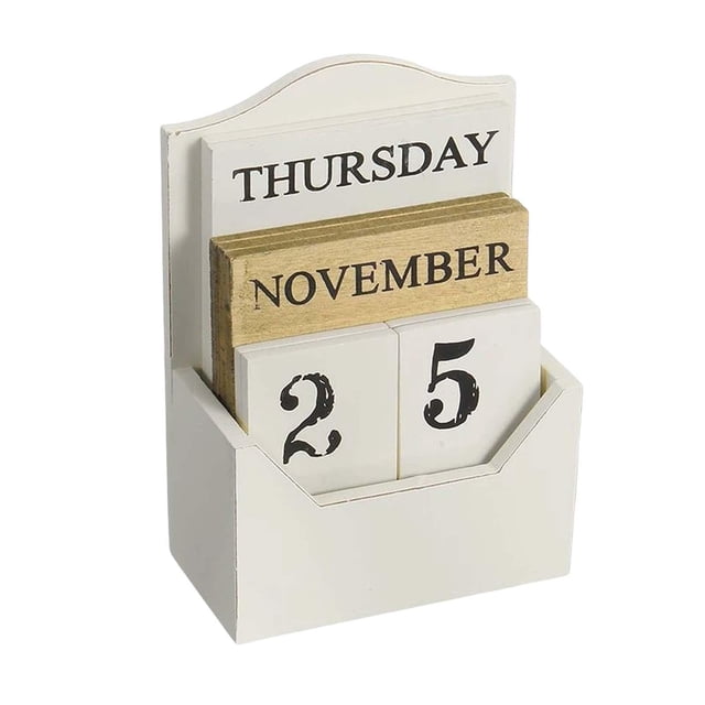 Rongfmy Classic Perpetual Calendar Blocks Decoration Stylish Decor Reusable Tabletop For White