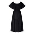 thumbnail image 4 of Économies d'Été Liquidation 2025 Bovxnpu Robe d'Été pour Femmes, Robes Maxi Décontractées Boho Plage, Mode Femmes Robe d'Été Décontractée Col Carré Manches Courtes Robe Unie TTG, 4 of 5