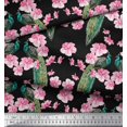 thumbnail image 3 of Soimoi Poly Georgette Fabric Floral & Peacock Bird Print Fabric by The Yard 52 Inch Wide, 3 of 3