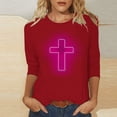 thumbnail image 1 of EGNMCR Easter T-Shirt Imprimé Femmes T-Shirts Graphiques T-Shirts pour Femmes Mode Femme Décontracté Noël Imprimé Col Rond Blouse Imprimée T-Shirt Manches 3/4 T-Shirt Blouses T-Shirts Femmes, 1 of 4