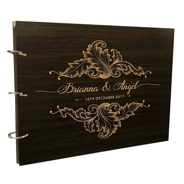 Handmade Wedding Guest Book Rustic Wood Wooden Engraved Advice Book Photo Album Custom Scrapbook