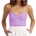 thumbnail image 1 of Timegard Women Top Comfy Ruched Knot Sleeveless Strapless Knit Tee Solid Color Casual Tube Top Summer, 1 of 6