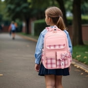 Girls Backpack with Bowknot, Cute Lightweight School Backpack for Primary Junior Students, Childrens Book Bag, Kids Daypack for School Use, Girls Rucksack with Bow