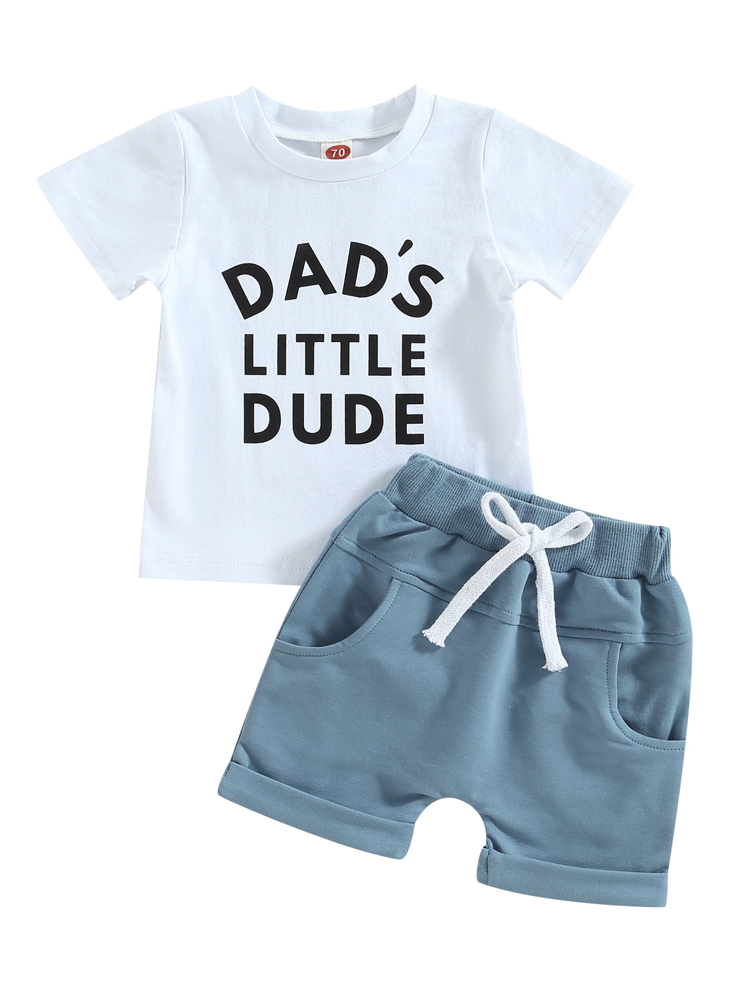 Gupgi 2Pcs Baby Boy Clothes Short Sleeve Letters Print T Shirt Elastic Waist Pockets Shorts Set