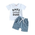 thumbnail image 1 of Gupgi 2Pcs Baby Boy Clothes Short Sleeve Letters Print T Shirt Elastic Waist Pockets Shorts Set, 1 of 9