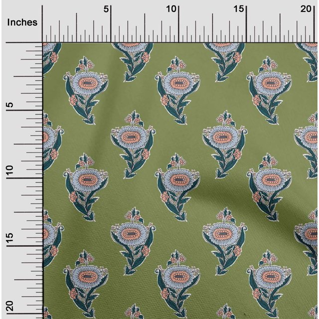 oneOone Viscose Jersey Fabric Leaves & Floral Block Decor Fabric Printed BTY 60 Inch Wide