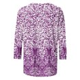 thumbnail image 5 of HKEJIAOI Chemises à Manches 3/4 pour Femmes Col Ras du Cou Blouse d'Été à Imprimé Floral S, 5 of 5
