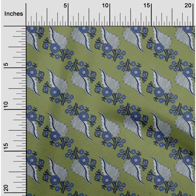 oneOone Polyester Lycra Fabric Leaves Block Print Sewing Fabric BTY 56 Inch Wide