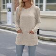 thumbnail image 4 of FAIWAD Womens Tunic Top Round Neck Long Sleeve Ribbed Solid Color Lightweight Pullover Top with Pockets, 4 of 7