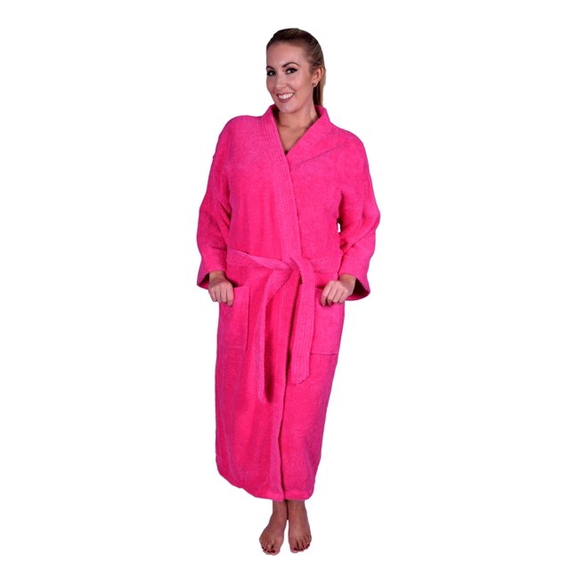 Puffy Cotton Adult Unisex Kimono Bath Robe Natural Soft Cotton - Hot Pink