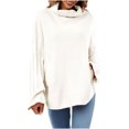 thumbnail image 1 of TIMIFIS Womens' Turtleneck Long Sleeve Cable Knit Sweaters Oversized Sweaters Fall Long Sleeve Spilt Hem Tunic Pullover Sweater Knit TopsFall/Winter, 1 of 5