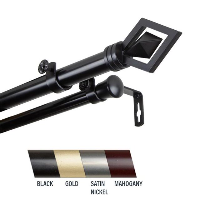 Central Design 100-69-992-D Lance Tringle à Rideaux Double 1 Po, 120-170 Po - Noir