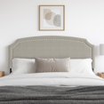 thumbnail image 1 of Cora Upholstered Clipped-corner Headboard w/ Nailhead Trim Warm Grey Queen, 1 of 10