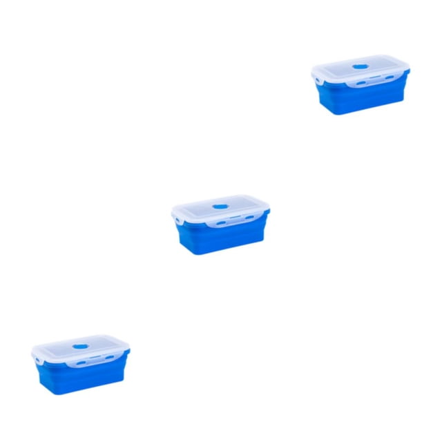 maskred Food Grade Silicone For Safe And Healthy Meals Sealed Preservation Box Microwave Lunch Box Silicone Lunch Box Compact deep blue 800ml 3Set