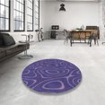thumbnail image 4 of Ahgly Company Machine Washable Indoor Round Transitional Dark Slate Blue Purple Area Rugs, 8' Round, 4 of 7