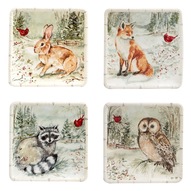 Certified International Assiettes d'Hiver 6 Pouces Canape/Luncheon, Multicolore, Petit, Ensemble de 4