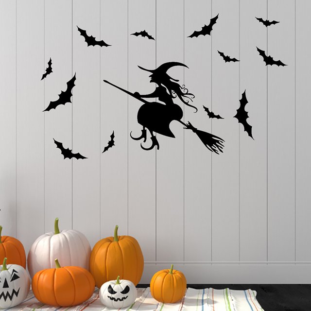 Halloween Witch Sticker Detachable Interior Sticker Halloween Decoration