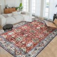 thumbnail image 1 of JV Home Area Rug Oushak Red Brown 5'3"x7'3" Washable Carpet Anti Slip, 1 of 7