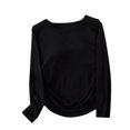 thumbnail image 1 of cfhntfmh Chandails à Manches Longues pour Femmes Hauts Thermiques Col Ras du Cou Soutien-Gorge Intégré Coupe par Temps Froid Couche de Base Chaude Ensembles Vêtements de Nuit(Noir,Très Grand), 1 of 3